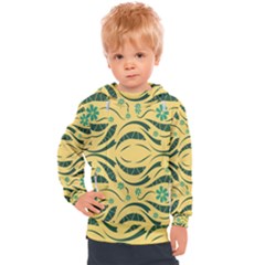 Folk Flowers Print Floral Pattern Ethnic Art Kids  Hooded Pullover by Eskimos