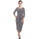 Old Style Decorative Seamless Pattern Quarter Sleeve Midi Velour Bodycon Dress View1