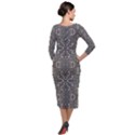 Old Style Decorative Seamless Pattern Quarter Sleeve Midi Velour Bodycon Dress View2