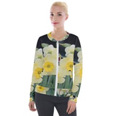 Daffodils In Bloom Velvet Zip Up Jacket by thedaffodilstore