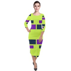 Abstract Pattern Geometric Backgrounds Quarter Sleeve Midi Velour Bodycon Dress by Eskimos