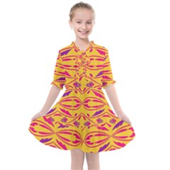 Folk Flowers Print Floral Pattern Ethnic Art Kids  All Frills Chiffon Dress by Eskimos