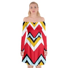 Chevron Colorful Print Off Shoulder Skater Dress by FunDressesShop