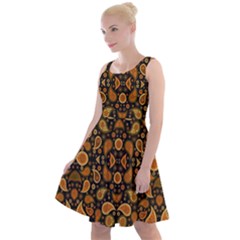 Brown Paisley Black Knee Length Skater Dress by FunDressesShop