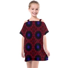 Blue And Red Tie Dye Kids  One Piece Chiffon Dress by FunDressesShop