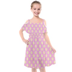 Cream Dots On Purple Kids  Cut Out Shoulders Chiffon Dress by FunDressesShop