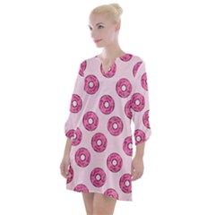 Sprinkled Donuts On Pink Open Neck Shift Dress by FunDressesShop