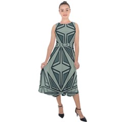 Abstract Pattern Geometric Backgrounds Midi Tie-back Chiffon Dress by Eskimos