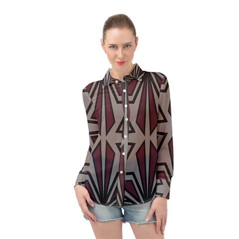 Abstract Pattern Geometric Backgrounds Long Sleeve Chiffon Shirt by Eskimos