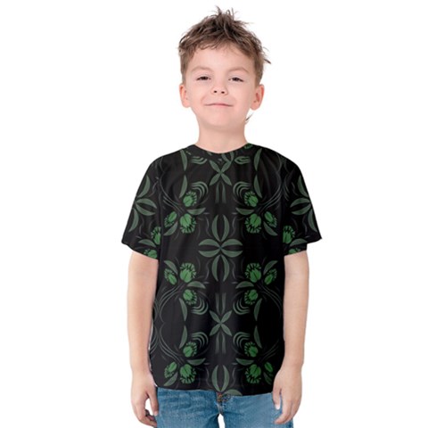 Folk Flowers Floral Art Print Flowers Abstract Art  Kids  Cotton Tee by Eskimos