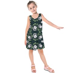 Folk Flowers Print Floral Pattern Ethnic Art Kids  Sleeveless Dress by Eskimos