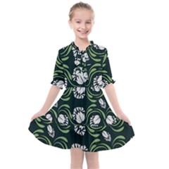 Folk Flowers Print Floral Pattern Ethnic Art Kids  All Frills Chiffon Dress by Eskimos