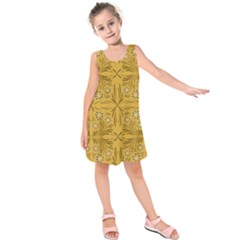 Folk Flowers Print Floral Pattern Ethnic Art Kids  Sleeveless Dress by Eskimos