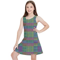 Paris Words Motif Colorful Pattern Kids  Lightweight Sleeveless Dress by dflcprintsclothing