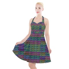 Paris Words Motif Colorful Pattern Halter Party Swing Dress  by dflcprintsclothing