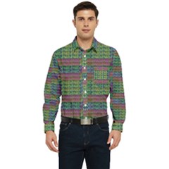 Paris Words Motif Colorful Pattern Men s Long Sleeve Pocket Shirt  by dflcprintsclothing