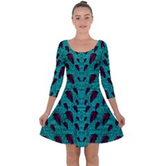 Leaves On Adorable Peaceful Captivating Shimmering Colors Quarter Sleeve Skater Dress by pepitasart