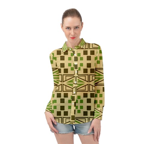 Abstract Pattern Geometric Backgrounds  Long Sleeve Chiffon Shirt by Eskimos