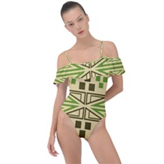 Abstract Pattern Geometric Backgrounds  Frill Detail One Piece Swimsuit by Eskimos