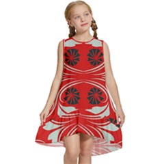 Folk Flowers Print Floral Pattern Ethnic Art Kids  Frill Swing Dress by Eskimos