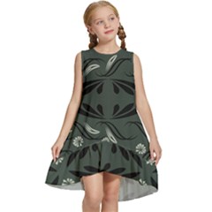 Folk Flowers Print Floral Pattern Ethnic Art Kids  Frill Swing Dress by Eskimos