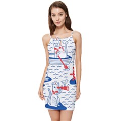 Nautical Cats Seamless Pattern Summer Tie Front Dress by Jancukart