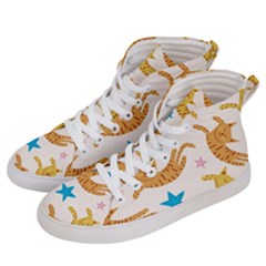 Cute Cats Seamless Pattern With Stars Funny Drawing Kittens Men s Hi-top Skate Sneakers by Jancukart