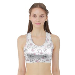 Cute Pattern With Easter Bunny Egg Sports Bra With Border by Jancukart