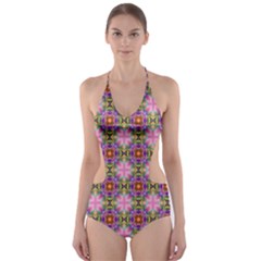 Seamless Psychedelic Pattern Cut-out One Piece Swimsuit by Jancukart