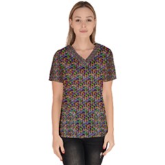 Seamless Prismatic Geometric Pattern With Background Women s V-neck Scrub Top by Jancukart