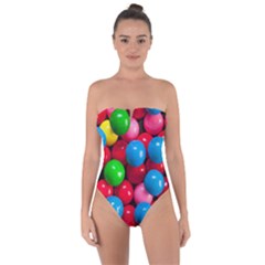 Bubble Gum Tie Back One Piece Swimsuit by artworkshop