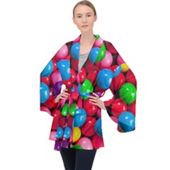 Bubble Gum Long Sleeve Velvet Kimono  by artworkshop