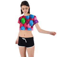 Bubble Gum Tie Back Short Sleeve Crop Tee by artworkshop