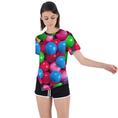 Bubble Gum Asymmetrical Short Sleeve Sports Tee by artworkshop