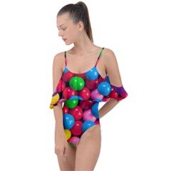 Bubble Gum Drape Piece Swimsuit by artworkshop