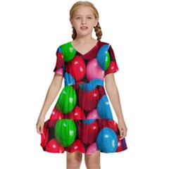 Bubble Gum Kids  Short Sleeve Tiered Mini Dress by artworkshop