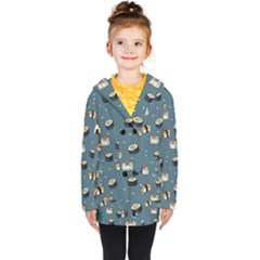 Sushi Pattern Kids  Double Breasted Button Coat by Jancukart