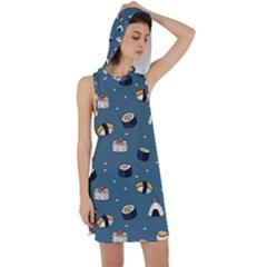 Sushi Pattern Racer Back Hoodie Dress by Jancukart