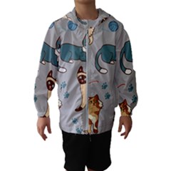 Cats Pattern Kids  Hooded Windbreaker by Jancukart