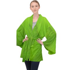 Banana Leaf Long Sleeve Velvet Kimono  by artworkshop