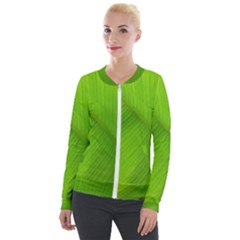 Banana Leaf Velvet Zip Up Jacket by artworkshop