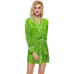 Banana Leaf Long Sleeve Satin Robe by artworkshop