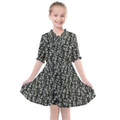 Creepy Head Motif Pattern Kids  All Frills Chiffon Dress by dflcprintsclothing