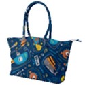 Seamless-pattern-vector-submarine-with-sea-animals-cartoon Canvas Shoulder Bag View1