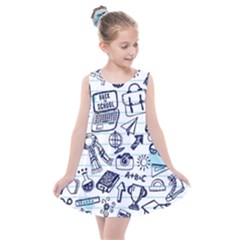 Hand-drawn-back-school-pattern Kids  Summer Dress by Jancukart