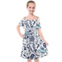 Hand-drawn-back-school-pattern Kids  Cut Out Shoulders Chiffon Dress View1