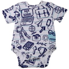 Hand-drawn-back-school-pattern Baby Short Sleeve Onesie Bodysuit by Jancukart