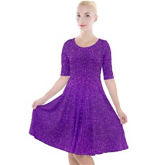 Purple Glitter Quarter Sleeve A-line Dress by FunDressesShop