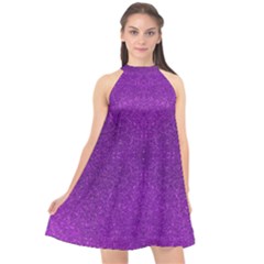 Purple Glitter Halter Neckline Chiffon Dress  by FunDressesShop