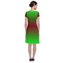 Ombre Green and Red Short Sleeve Front Wrap Dress View2